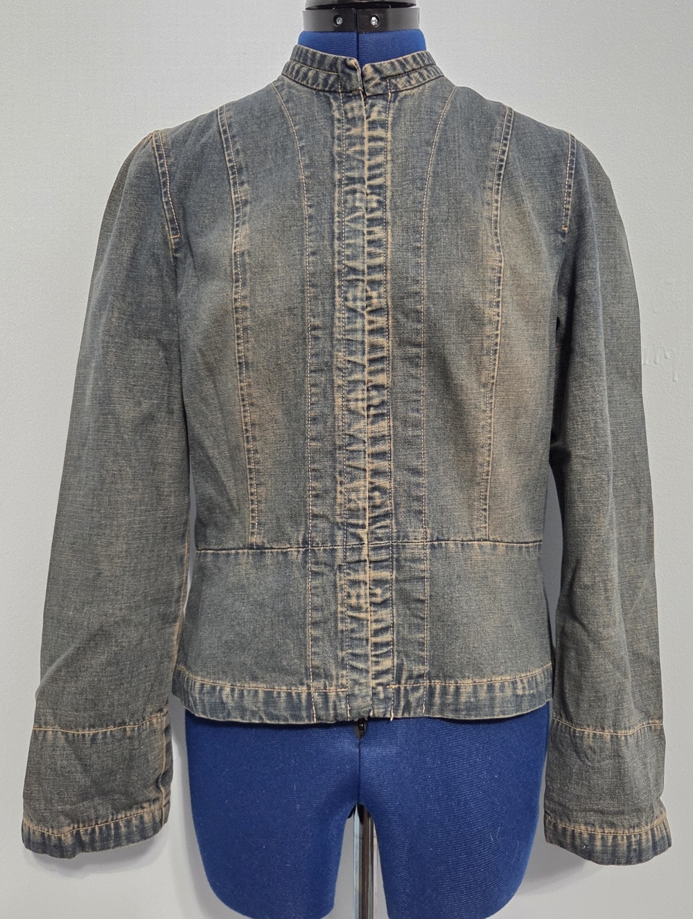 Vintage Tailored Denim Hook and Eye Closure Jacket Size M
